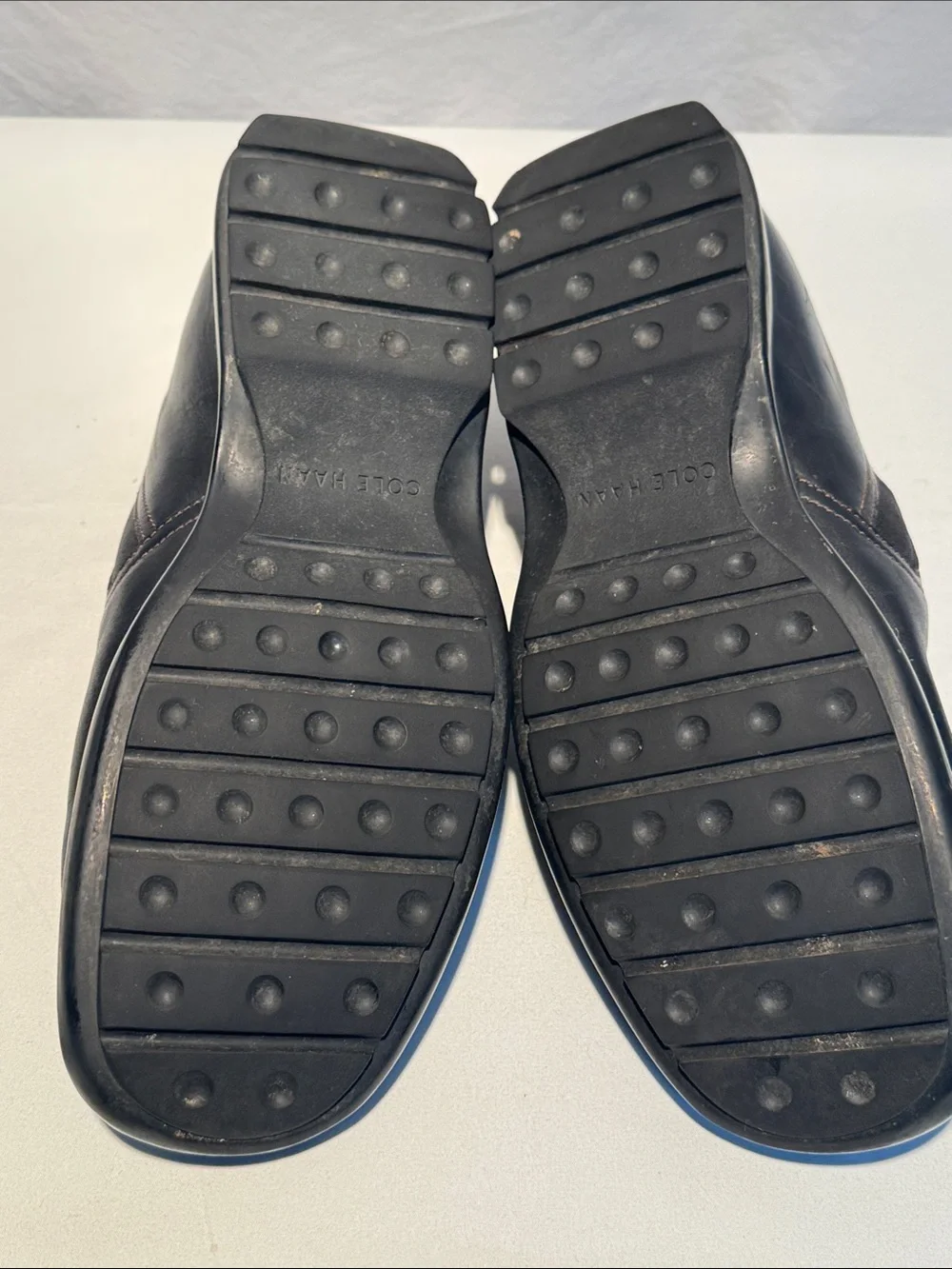 Cole Haan Black Leather Slip-On Loafers with Brown Heel Tab